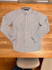 Steel & Jelly long-sleeve shirt. Size Large. Blue/white pattern 