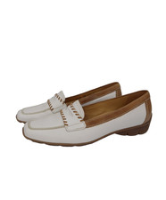 Gabor White Leather Shoes Hovercraft UK 4.5 Womens Loafers Flat Low Heel Comfort