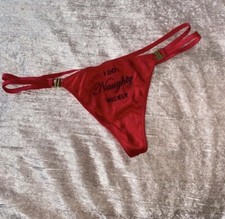 Victoria’s Secret Red Satin Clip Off Sexy Thong ❤️ I do Naughty Nicely - New M
