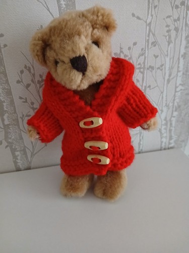Handknitted teddy bear hooded - handknitted,