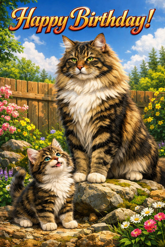 Norwegian forest cat birthday - cat,