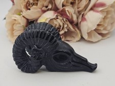 Black Obsidian Ram Sheep Skull Carving Crystal Protection 7.8cm 79g