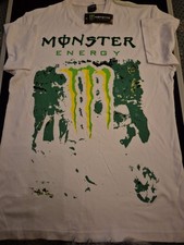 Moster Energy T-shirt Men's Size XXL Gift White Graphic Print