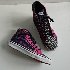 Vans Pink Purple Grey Black Animal Print High Top Trainers Size 5.5 Sk8 High