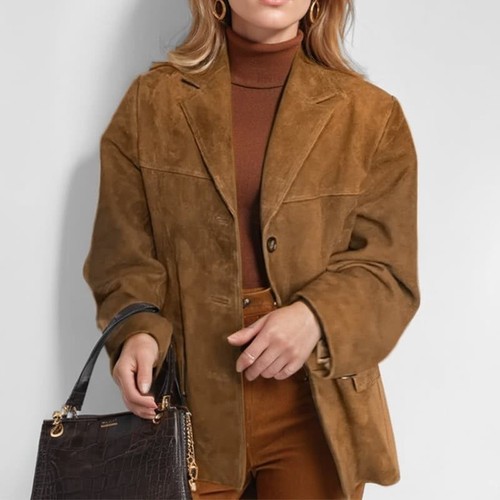 Ladies faux suede suits - suits, coat