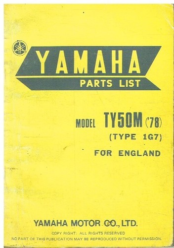 Yamaha ty50m uk - (type, 1g7)