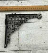 SHELF BRACKETS PAIR OF CAST IRON "ROMAN HOOK  6" X 7"   antique and Black finish