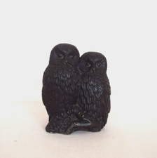 Heredities Bronze Resin Owl Figurine. Pair of Owls by Tom Mackie. Vintage 8.5cm.
