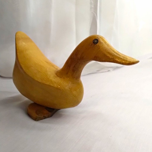 Carved wooden duck ornament - wooden, &