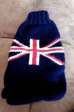 Chilly Dog Union Jack Flag Coat Jacket Hand Knitted . Small Terrier Pug