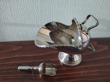 1920's, Mappin and Webb, Complete Novelty Silver Plated Sugar Scuttle and Shovel