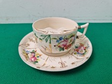 Antique Bone China Moustache Tea Cup & Saucer A/F