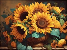 Tile Mural Sunflower Bouquet