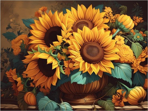 Tile mural sunflower bouquet - mural,