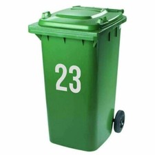 2 x House Number Stickers for Wheelie Bin (Available in Black or White Gloss)
