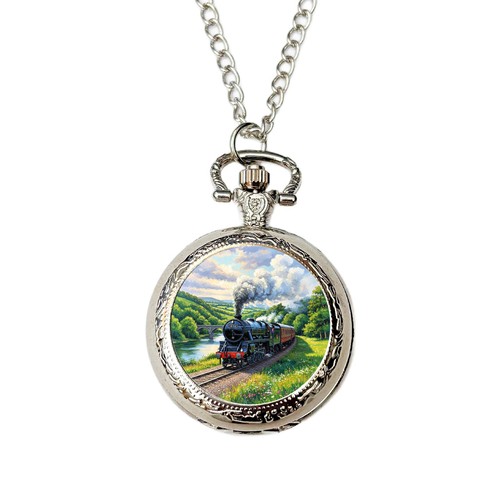 Steam train pocket watch - watch, –