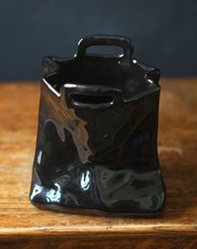 Black Ceramic Paper Bag Vase