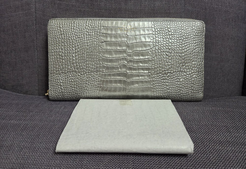 Smythson silver leather zipped - smythson,