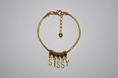 Sissy gold cuckold anklet - 'sissy',