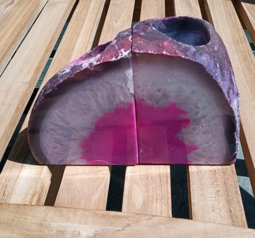 Large pink agate bookends - large, &