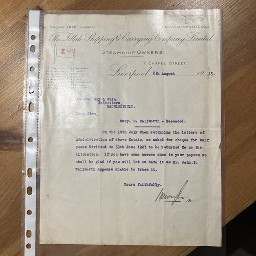 Shipping line ephemera zillah - shipping,