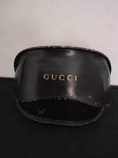 Vintage Gucci Black Leather Sunglasses Case Gold lettering BIG Size Case
