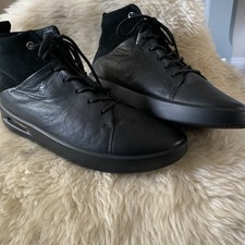 Ecco Ladies Corksphere Flat Leather & Suede Ankle Boots Size 7.5 Black BN 