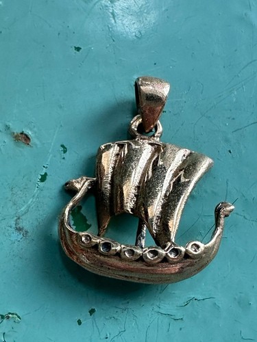 Bronze viking ship pendant - viking,