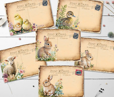 6  Easter Post Cards Bunnies