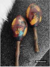 Vintage Maracas Handpainted