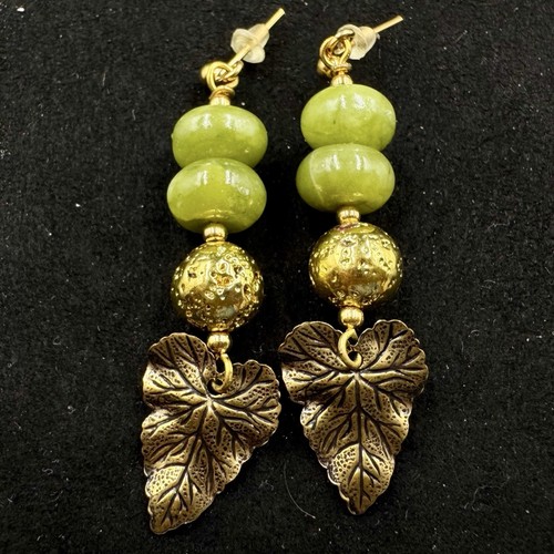 Serpentine jade earrings - serpentine,