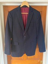 Harvie & Hudson Cotton Blazer Jacket Size 38 R Navy Blue Tessuti di Sondrio