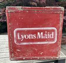 vintage advertising  lyons maid ice cream Cooler Box Wood And Metal Lining Rare