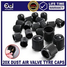 20x DUST AIR VALVE TYRE CAPS BLACK PLASTIC COVERS CAR BIKE WHEEL & MOTORBIKE NEW