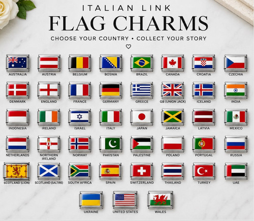 Italian link bracelet flag - link,