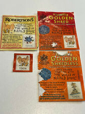 4 COLLECTABLE ROBERTSONS JAM GOLDEN SHRED MARMALADE ROALD DAHL PAPER TOKENS 