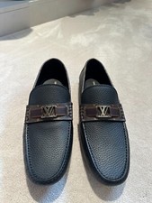 New Authentic Louis Vuitton Black/Brown Men's Hockenheim Loafers Driver  UK10