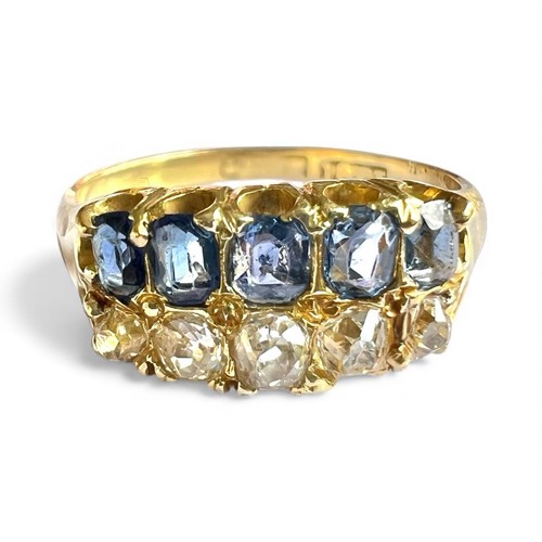 Sapphire diamond ring - sapphire, 18ct