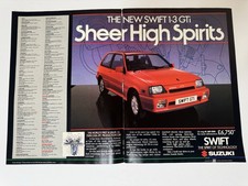 Original 1986 Suzuki Swift 1.3 GTi Magazine Advert Man Cave Frame Ready Retro
