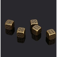 5XVintage Solid Brass Dice Antique Style Casino Gambler Bar Nightclub Game