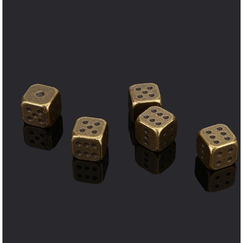 5xvintage solid brass dice - brass,