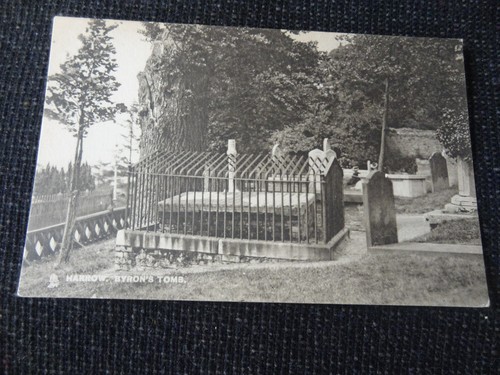 Byrons tomb harrow postcard - byrons,