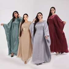 Abaya Farasha Robe Kaftan Prayer Dress Muslim Dubai Turkey Women Batwing Sleeve