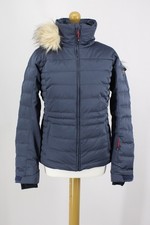 DEGRE 7 WOMENS TRAQUI FAUX FUR SKI JACKET SIZE 40 UK 12 BLUE RRP £280 IB