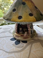 Ceramic Mushroom Toadstool House With Little People Inside
