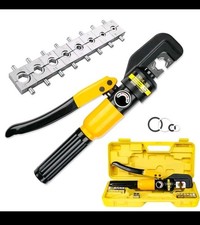 Hydraulic Crimper Set Crimping Tool Wire Battery Cable Lug Terminal 16T 8 Dies