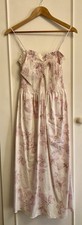 H&M Floral Smocked Cotton Midi Dress Size Medium (New)