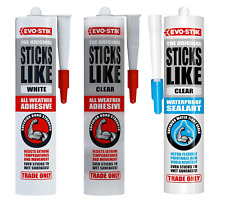 3 x 290ml Evo-Stik Sticks Like All Weather Polymer Adhesive Sealant White Clear