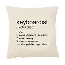 Keyboardist Cushion Cover Funny 50cm Square Beige Music Keyboard Teacher Gift