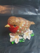 Enamelled Jeweled Robin. A SACRED JEWELED BIRD. Trinket Box Gift Box